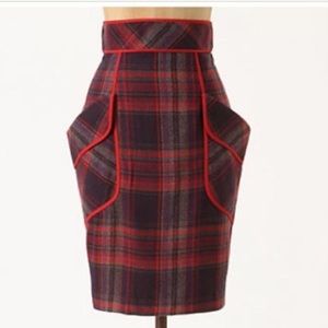 Anthropologie Plaid Pencil Skirt with Pockets